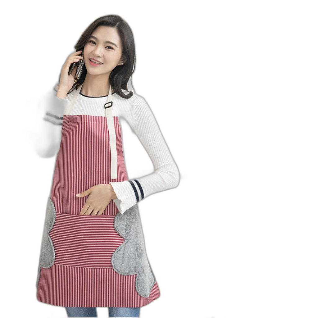 Hand-wipe Adjustable Apron with hand drying paddings waterproof apron oil proof kitchen pocket