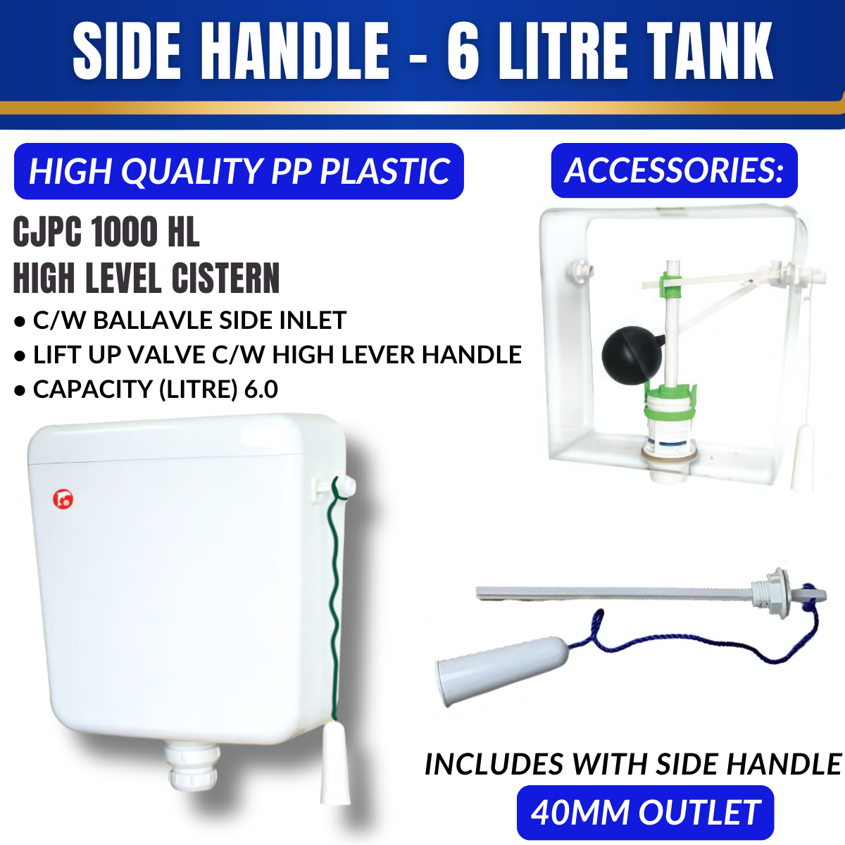 Toilet Water Tank High Level Squat - White