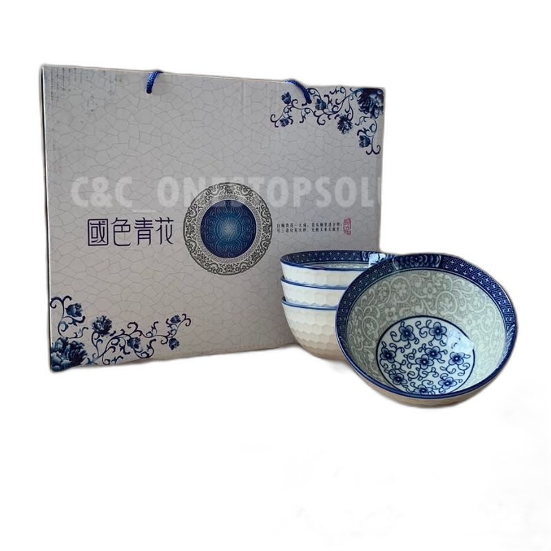 Japanese-Style Blue and White Porcelain Bowl Ceramic Eating Bowl Soup Bowl Household Underglaze Color Seasoning Dish