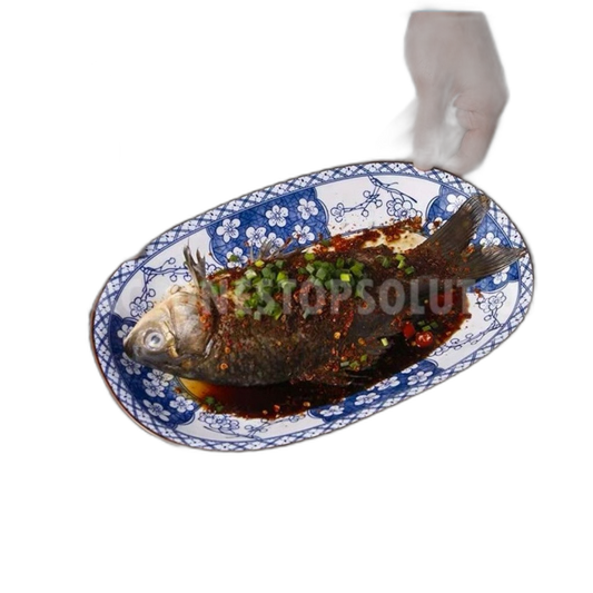 Japanese-Style Porcelain Rectangular r Dinner Plate Tableware Home Ceramic Plate Underglaze Color 038