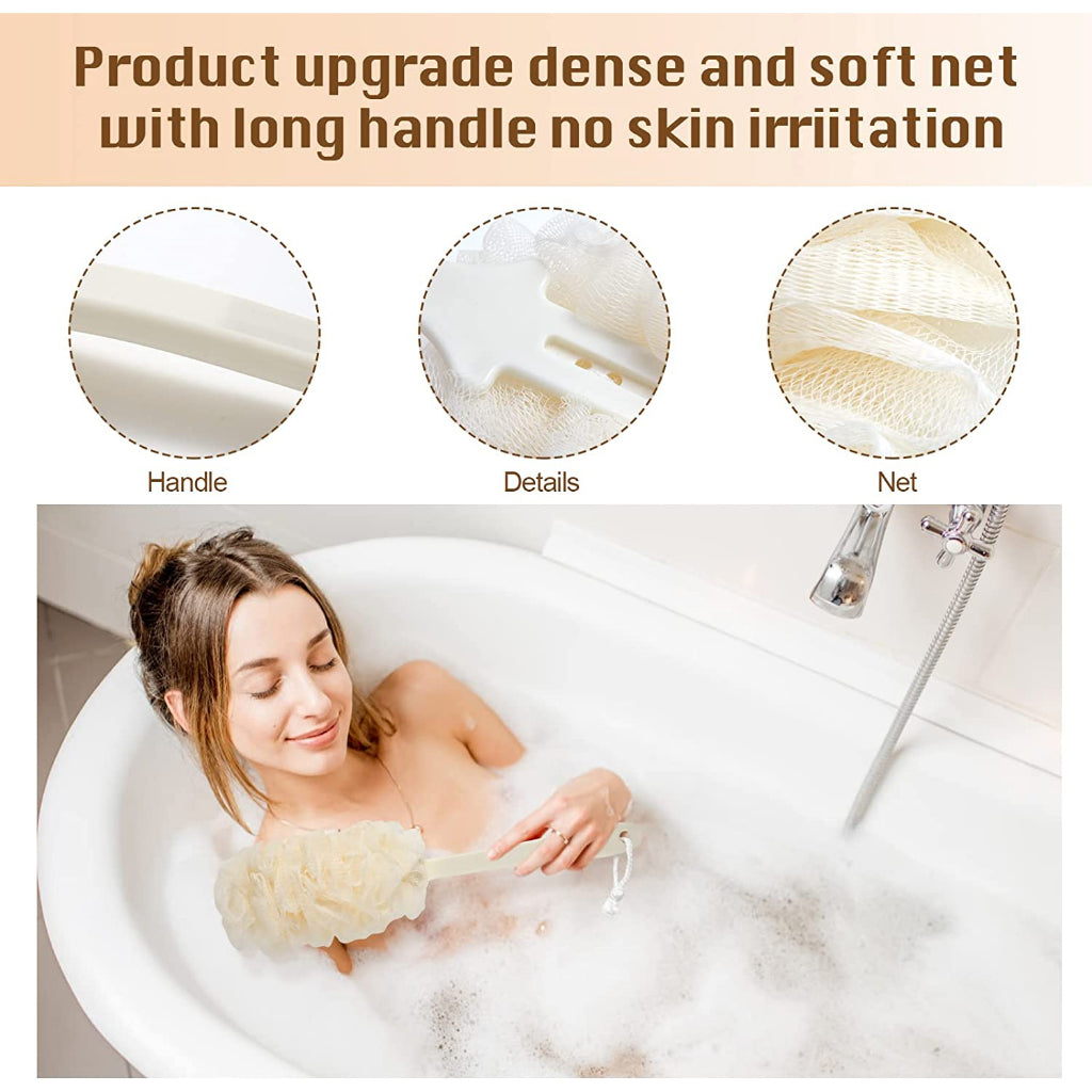 C&C Long Handle Bath Shower Brush Back Scrubber Body Brush Massage Sponge Berus Mandi