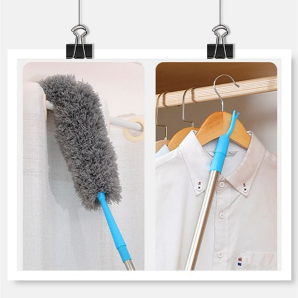 Curved Long-handle Duster Retractable Microfiber Cleaning Brush Flexible Washable Dust Cleaner pembersih habuk