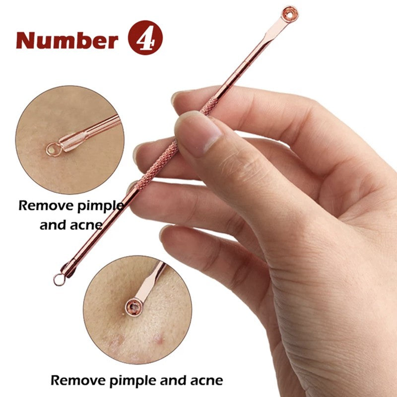 4PCS Pimple Tool Kit Acne Blackhead Removal Needle Stainless Steel Pimple Spot Cleanser Extractor Face Clean Tool