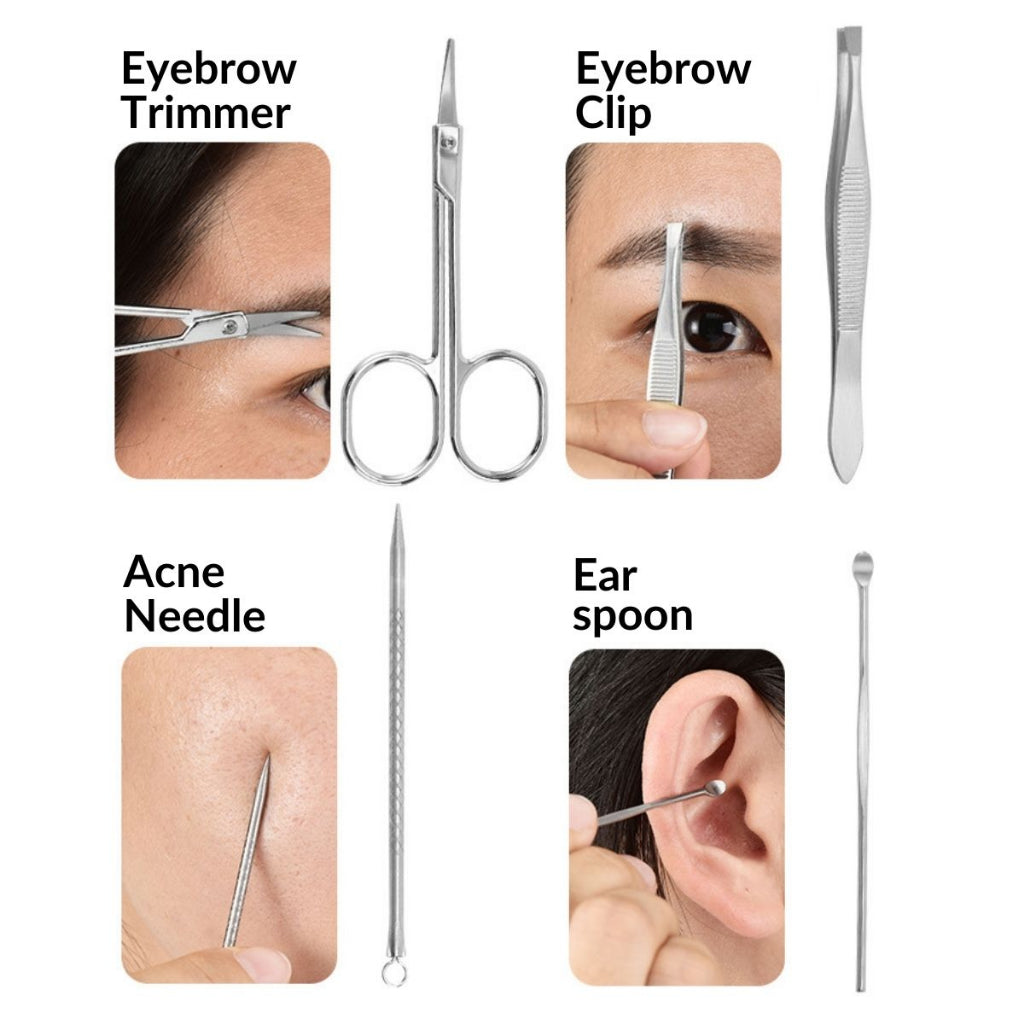 8pcs Manicure Set Pedicure Set Stainless Steel Travel Hygiene Kit Nail Clipper Earpick Cutter Scissors Pengetip Kuku