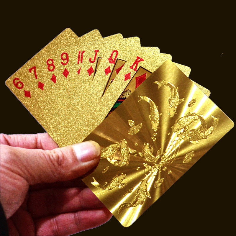 Premium Gold Waterproof Plastic Foil Luxury Poker Card Playing Cards Classic Magic Tricks Tool Deck kad poker