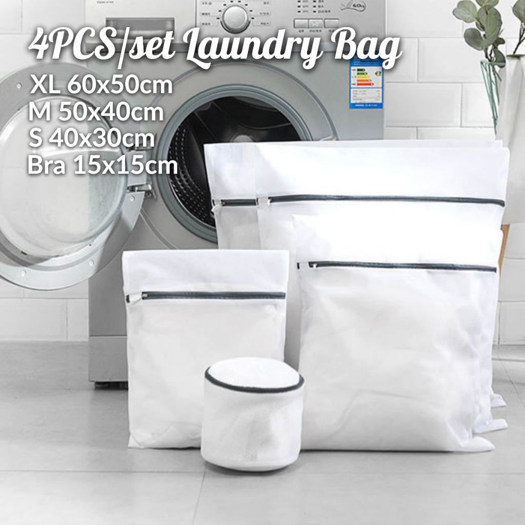 C&C Laundry Bag Set Thick Fine Mesh Washing Machine Bag Zipper Net Travel Bag Wash Pouch Clothes Bra Beg Cuci Baju