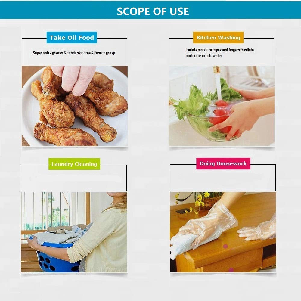 C&C 200pcs Box Disposable Food Plastic Gloves Transparent Glove Sarung Tangan Plastik