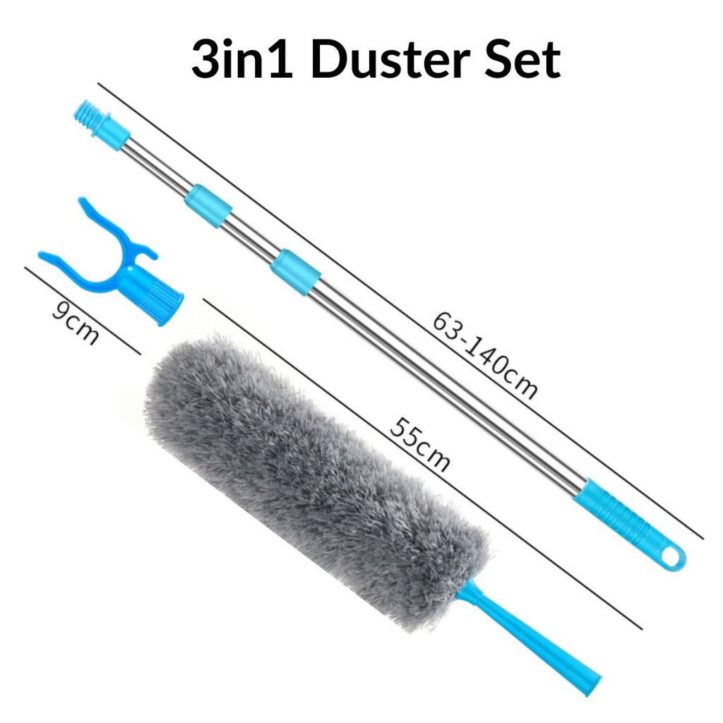 Curved Long-handle Duster Retractable Microfiber Cleaning Brush Flexible Washable Dust Cleaner pembersih habuk
