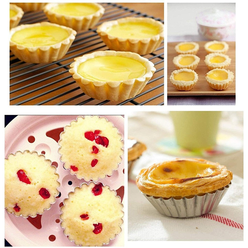 C&C Reusable Acuan Tart Kek Aluminum Egg Tart Mould Hard Shell Cake Cookie Cheese Tart Mold Bakeware
