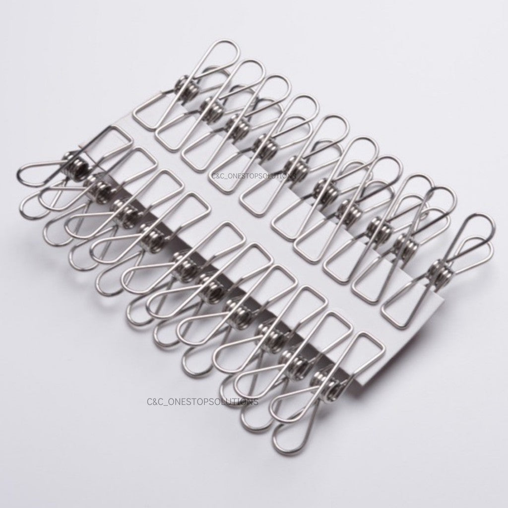 20pcs Stainless Steel Laundry Clips Anti Rust Clothes Peg Windproof Clamp Hanging Clips Lots Cloths Clip