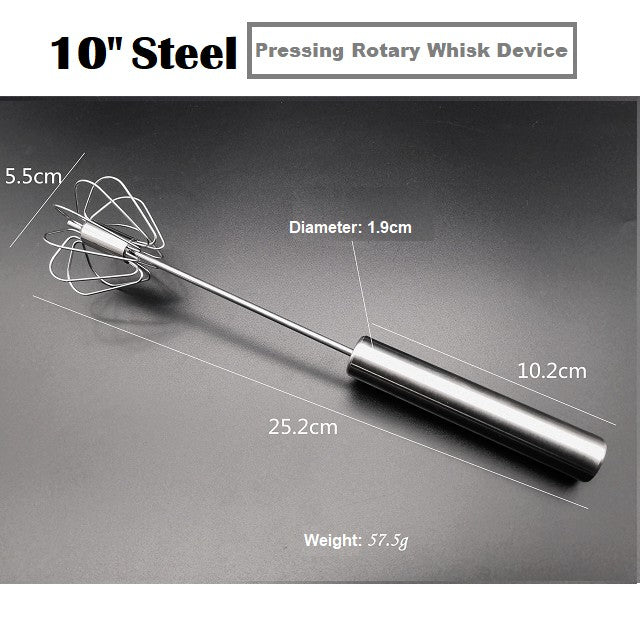 Push Rotation Auto Hand Push Stainless Steel Whisk Mixer Egg Beater Cream Frother Dressings Blender