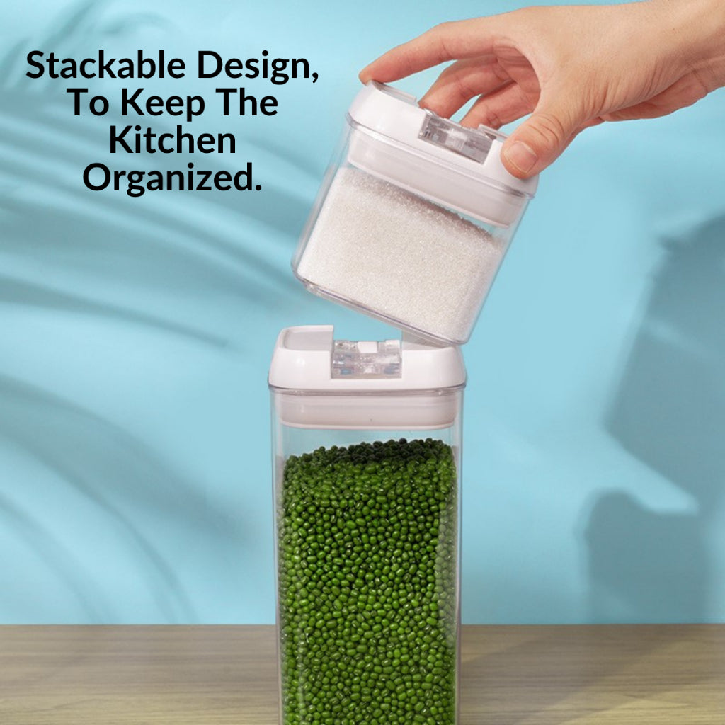 5pcs/set Stackable Airtight Twist Lock Transparent Food Storage Container Food Sealed Box Vacuum Sealed Kedap Udara