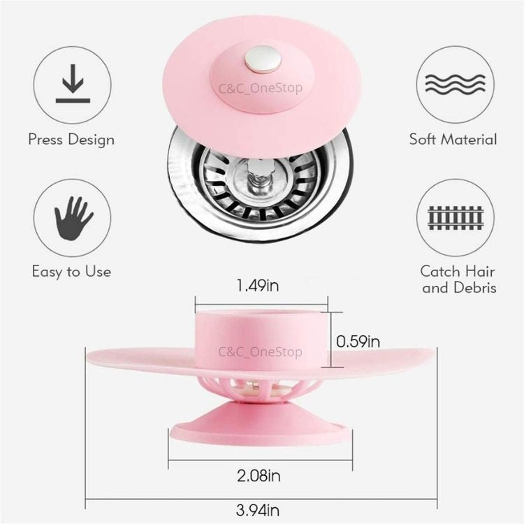 C&C Silicone Kitchen Sink Strainer Filter Drain Stopper Bathroom Hair Catcher Shower