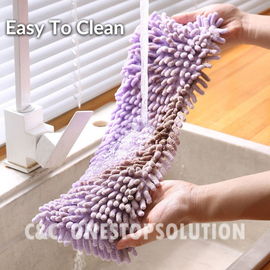 Stainless Steel Chenille Mop Wood Floor Wet & Dry Flat Mop Rotary Duster Mop Lantai Lap Lantai Habuk