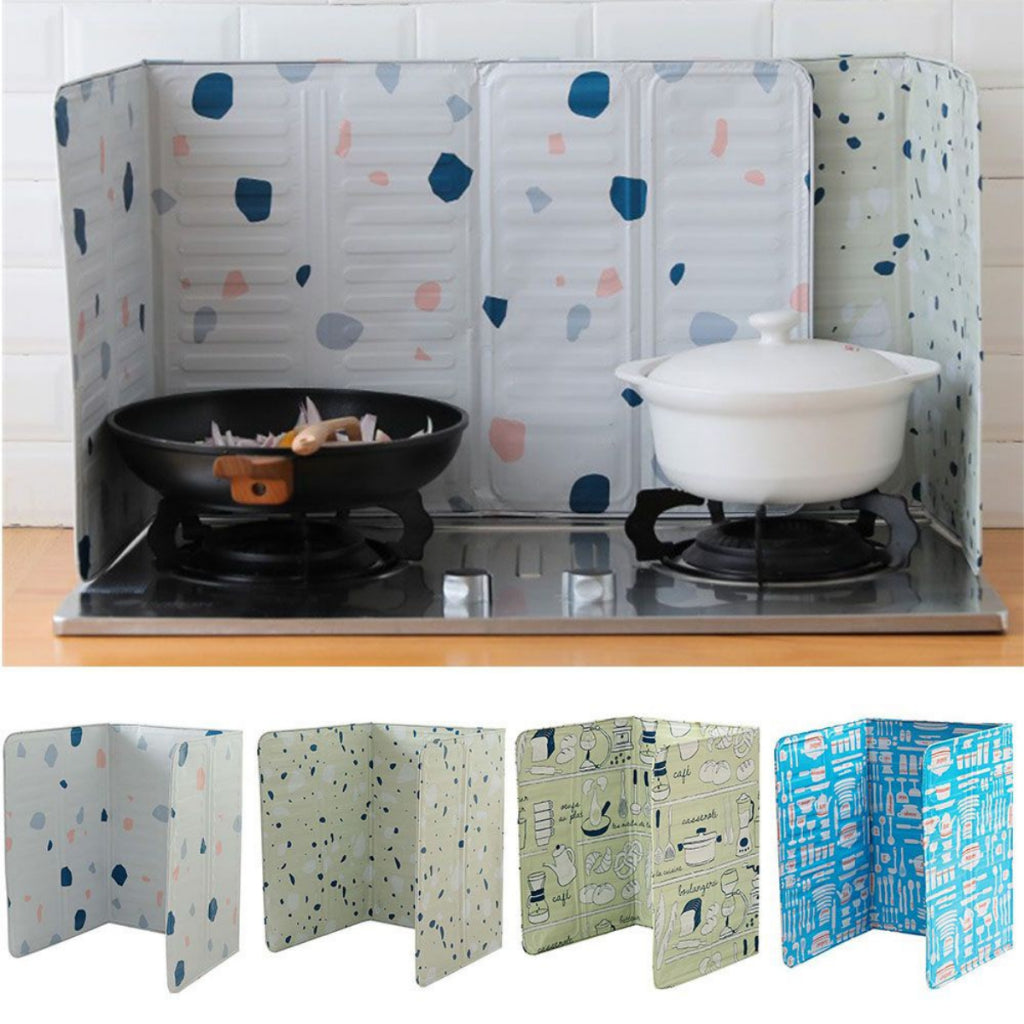 C&C Foldable Oil Splash Guard Aluminum Foil Heat Resistance Gas Stove Shield Washable Stove Cover Pelindung Dapur Gas