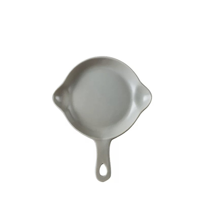 Nordic Style Ceramic Baking Plate With Handle  Square Cheese Baked Rice Pan Handle Cookware Bakeware Plates