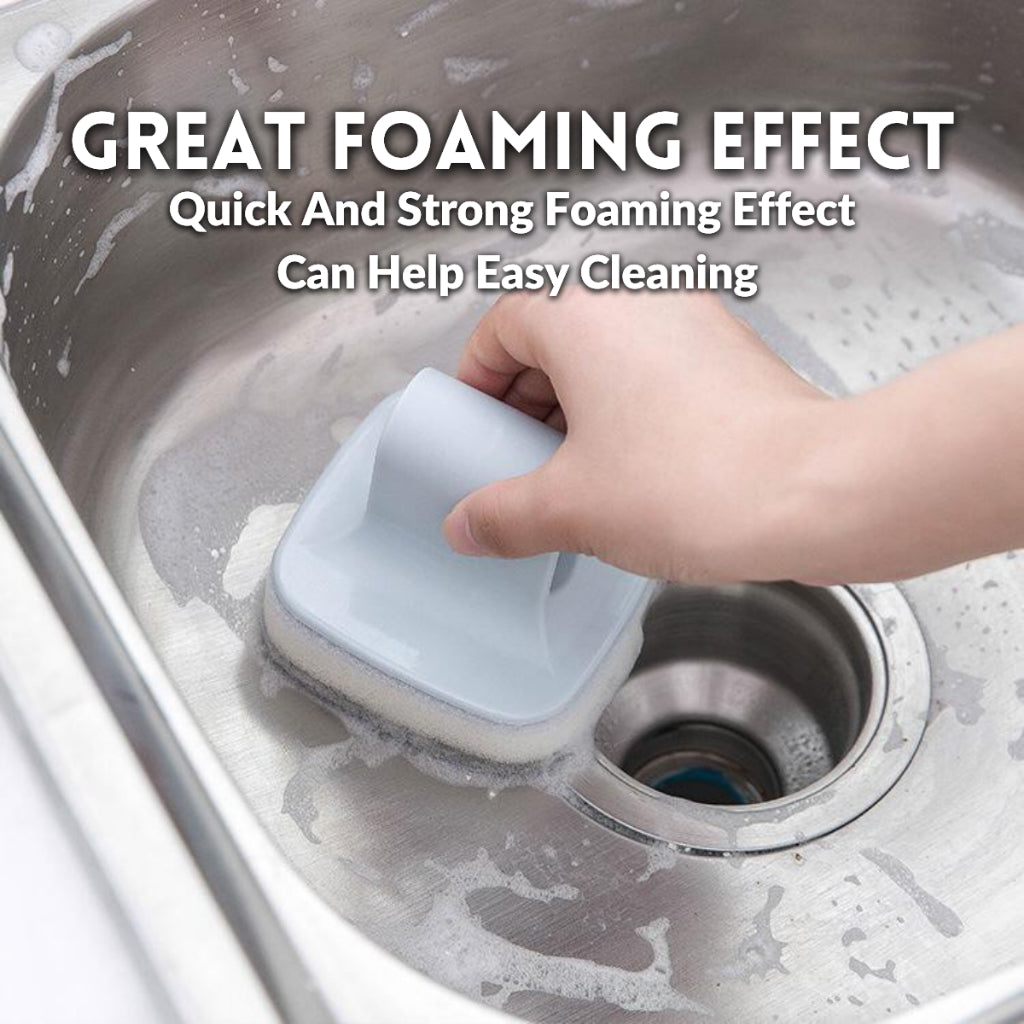 Nordic Short Handle Cleaning Sponge Kitchen Dishwashing Sponges Non-Scratch Detachable Replaceable Sponge with Holder