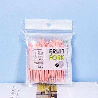 C&C 50pcs Disposable Plastic Fruit Forks Dessert Small Fork Ice Cream Forks Party Garpu Buah Plastik Pakai