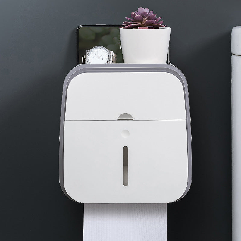Premium Tissue box with Drawer Waterproof Wall-Mount Toilet Paper Holder Toilet Roll Shelf ABS