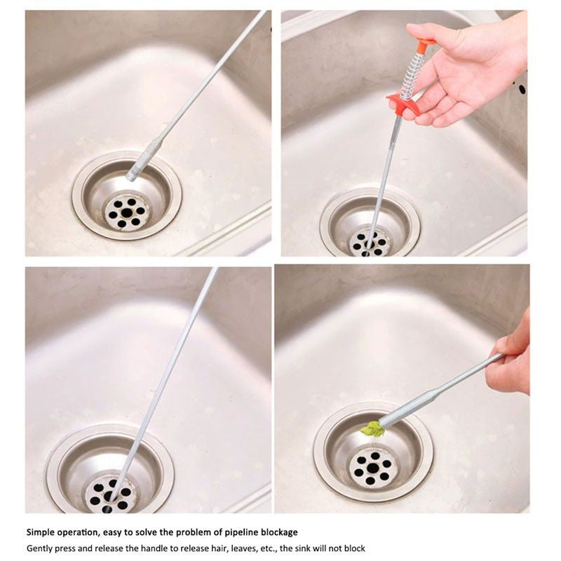 Snake Drain Cleaner Spring Gripper Clog Remover Pipe Pembersih Sinki Singki Tandas Paip Lubang Dapur Tersumbat