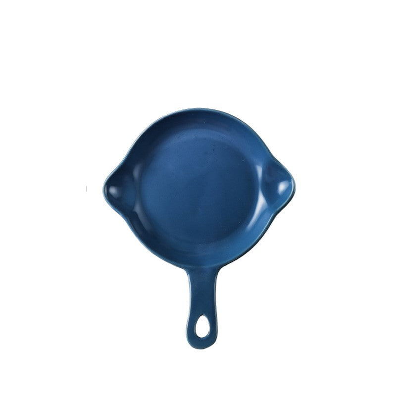 Nordic Style Ceramic Baking Plate With Handle  Square Cheese Baked Rice Pan Handle Cookware Bakeware Plates