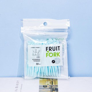 C&C 50pcs Disposable Plastic Fruit Forks Dessert Small Fork Ice Cream Forks Party Garpu Buah Plastik Pakai