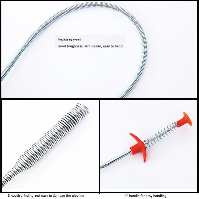 Snake Drain Cleaner Spring Gripper Clog Remover Pipe Pembersih Sinki Singki Tandas Paip Lubang Dapur Tersumbat