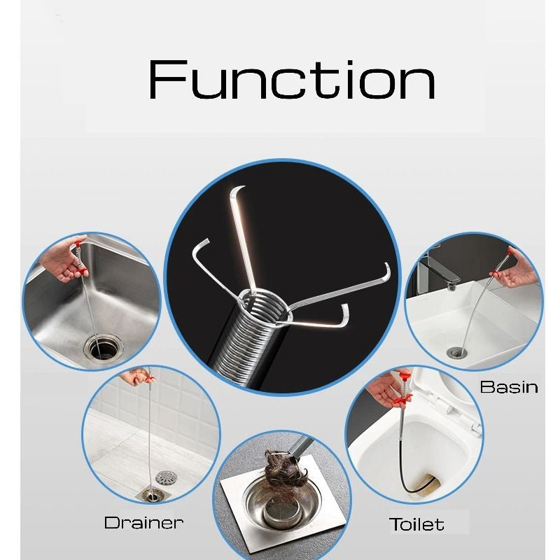 Snake Drain Cleaner Spring Gripper Clog Remover Pipe Pembersih Sinki Singki Tandas Paip Lubang Dapur Tersumbat