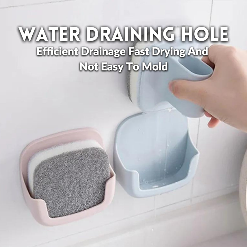 Nordic Short Handle Cleaning Sponge Kitchen Dishwashing Sponges Non-Scratch Detachable Replaceable Sponge with Holder