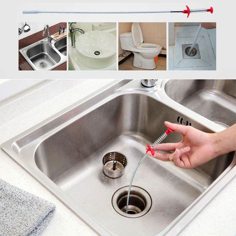 Snake Drain Cleaner Spring Gripper Clog Remover Pipe Pembersih Sinki Singki Tandas Paip Lubang Dapur Tersumbat