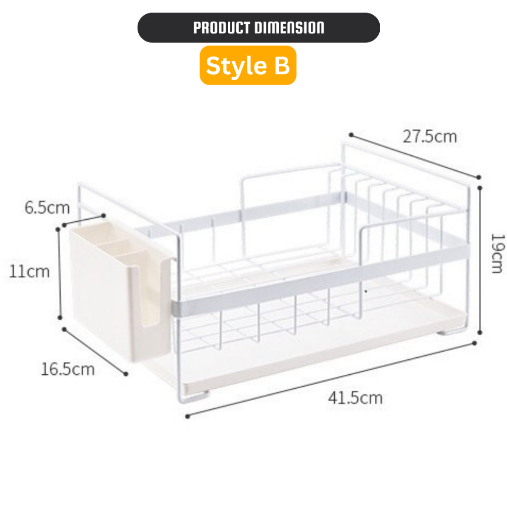 Stainless Steel Kitchen Dish Drainer Rack Rak Pinggan Kitchen Storage Rack with Tray Rak Dapur