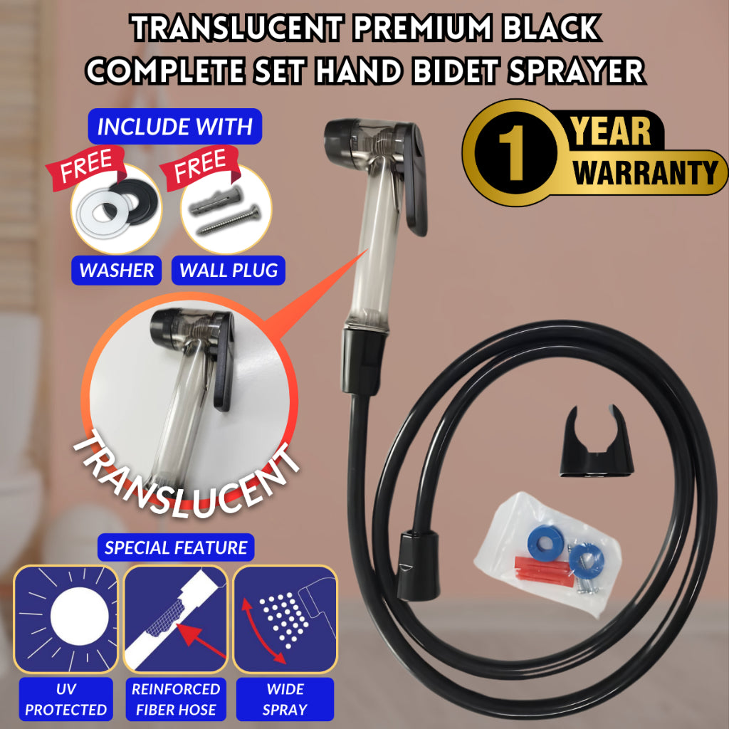 C&C PVC Hand Bidet Set PVC Spray Hand Bidet Flexible Hose and Wall Bracket For Toilet Set Bidet Tangan White
