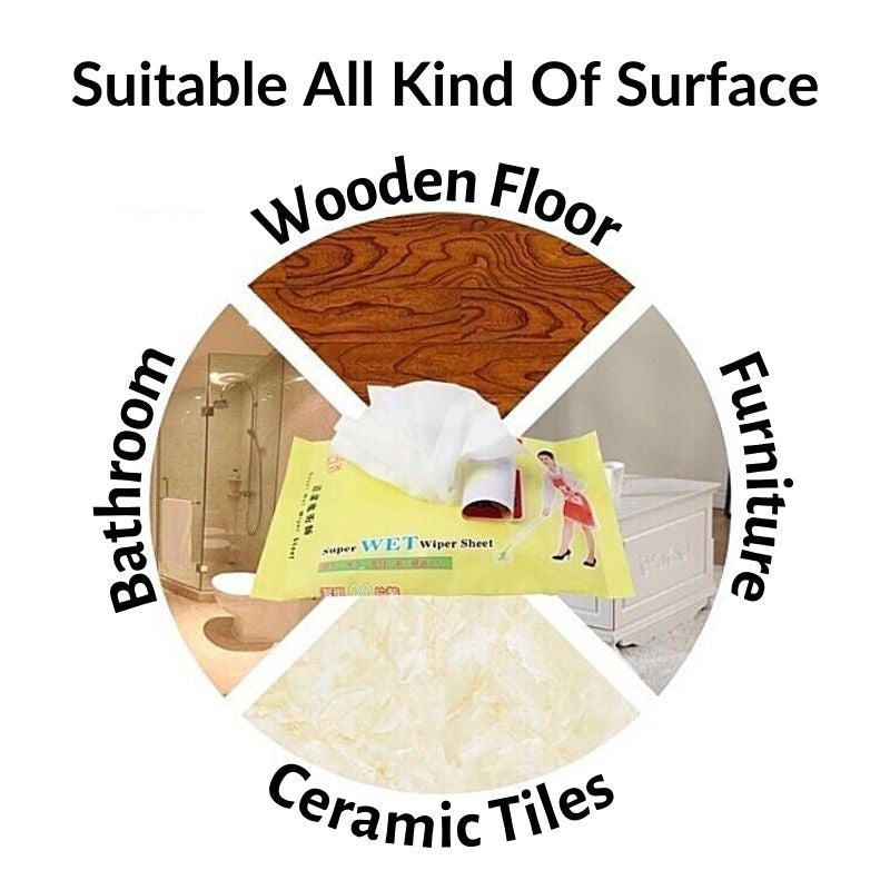 Penyapu Mop Flat Tisu Pakai Buang Wiper Wet Dry Tissue Wipes Kertas Floor Cleaning Lantai Magik Lap Habuk SuperValue Set