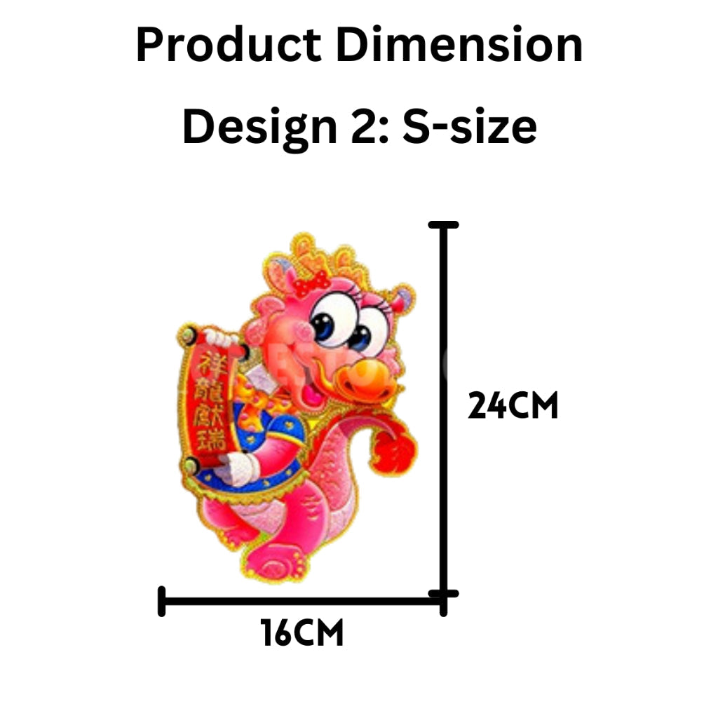 C&C 2026 CNY Dragon Zodiac Door Sticker Adhesive Cute Sticker Decoration 2026 Sticker Dinding