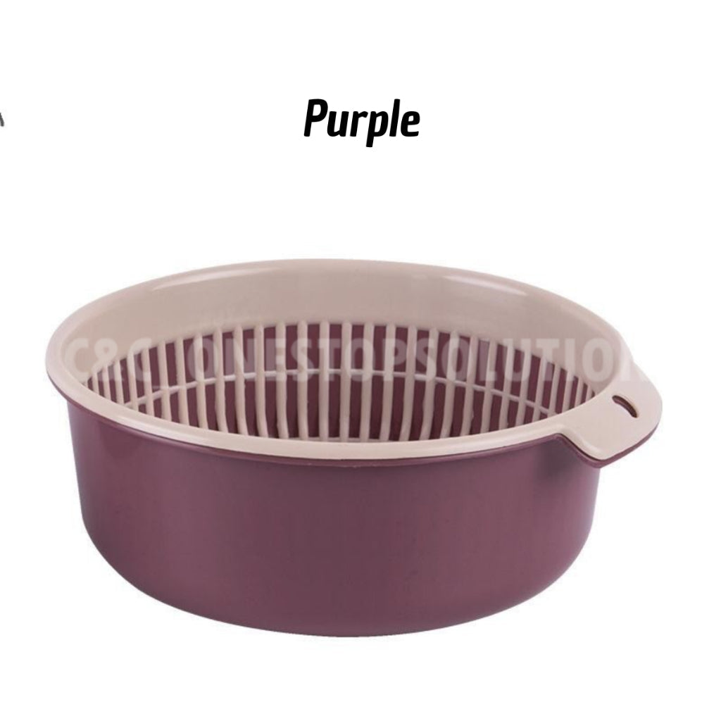 Washing Bowl Drainer Basket Strainers 2 in 1 Washing Basket Vegetable Cleaning Colander Tool Penyaring