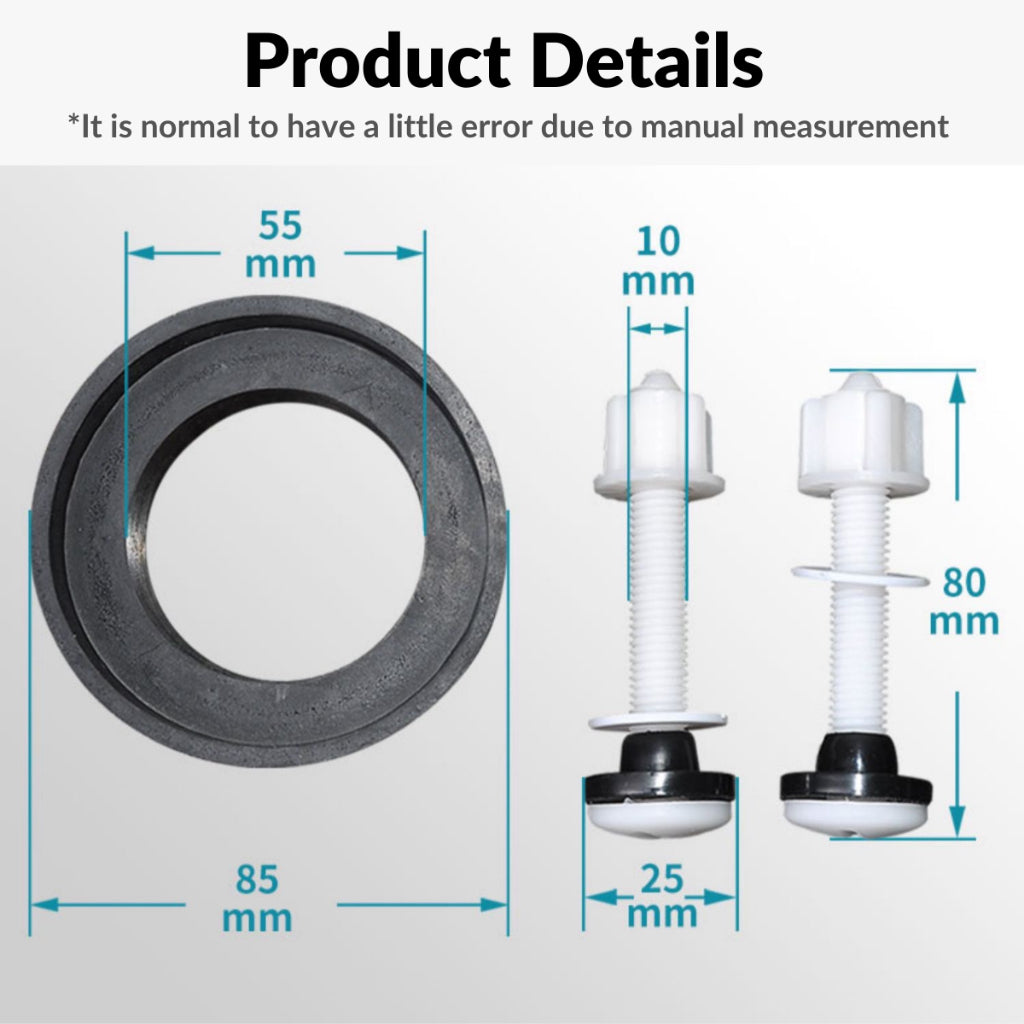 C&C 1 Set Toilet Cistern Donut Sponge Washer with Screw Fixings Two Piece Toilet Water Tank Anti Leak Toilet Accessories