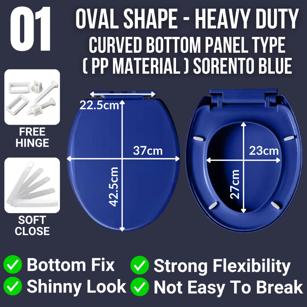 Heavy Duty Soft Close Toilet Seat Cover - O shape With Adjustable Hinge Penutup Mangkuk Tandas Johnson Zella Docasa 008S