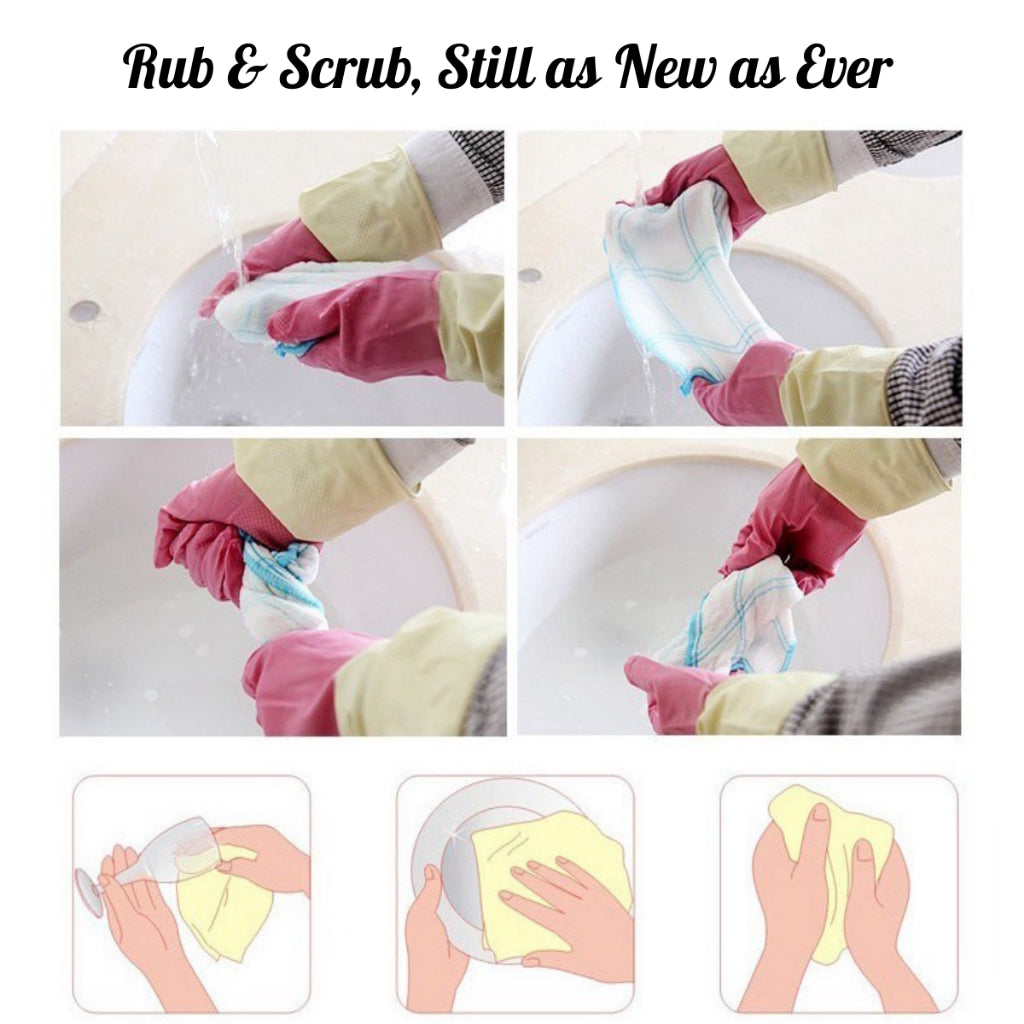 Thick Wood Fiber Bamboo Fiber Scouring Pad Absorbent Towel Cleaning Cloth Dishcloth Kain Lap Dapur Pinggan Mangkuk