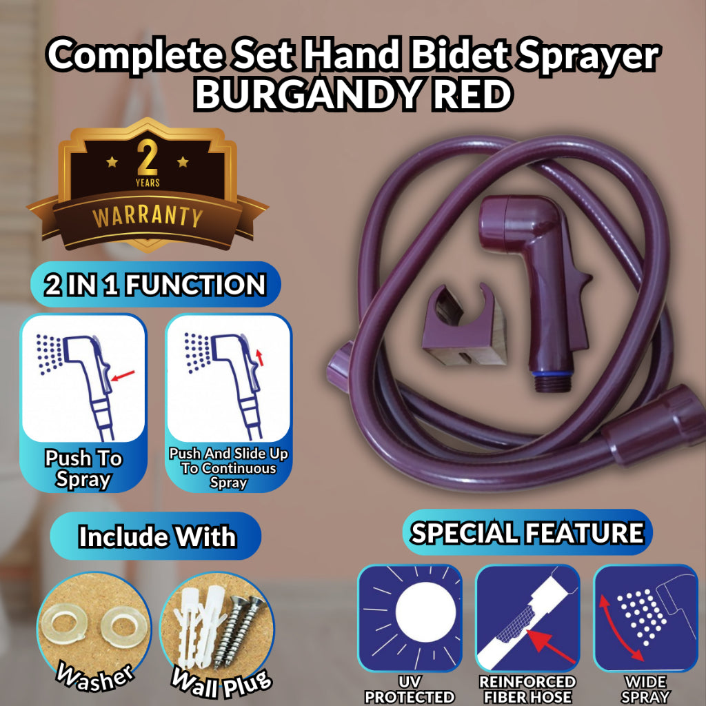 C&C PVC Hand Bidet Set PVC Spray Hand Bidet Flexible Hose and Wall Bracket For Toilet Set Bidet Tangan White