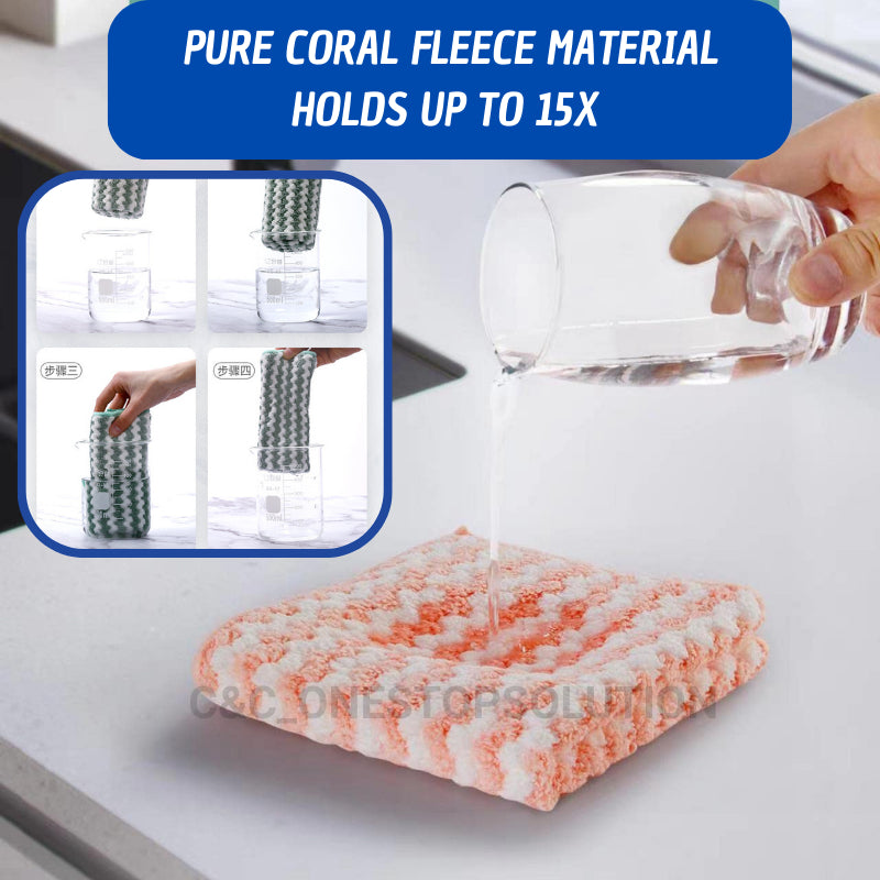 C&C Cationic Quick Drying Towel Kain Dapur Absorbent Microfibre Cloth Non-stick Oil Double-layer Dish Cloth