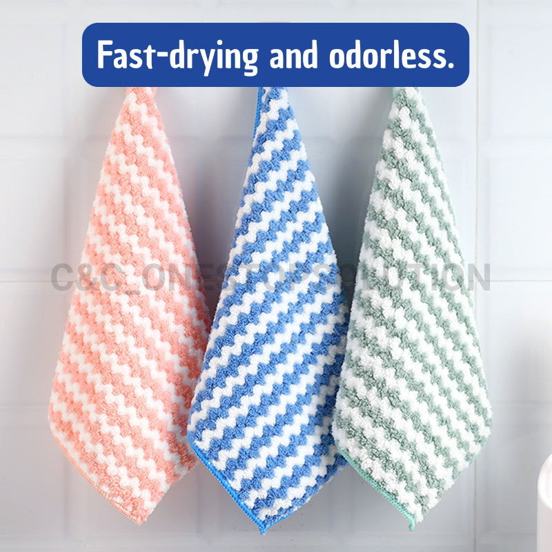 C&C Cationic Quick Drying Towel Kain Dapur Absorbent Microfibre Cloth Non-stick Oil Double-layer Dish Cloth