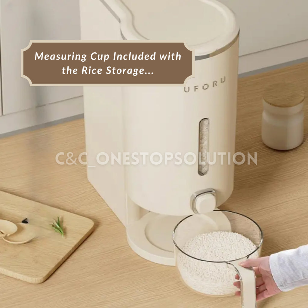 C&C Premium Nordic Style Rice Storage Box Food Container 5/10kg Capacity with Rinsing/Measuring Cup