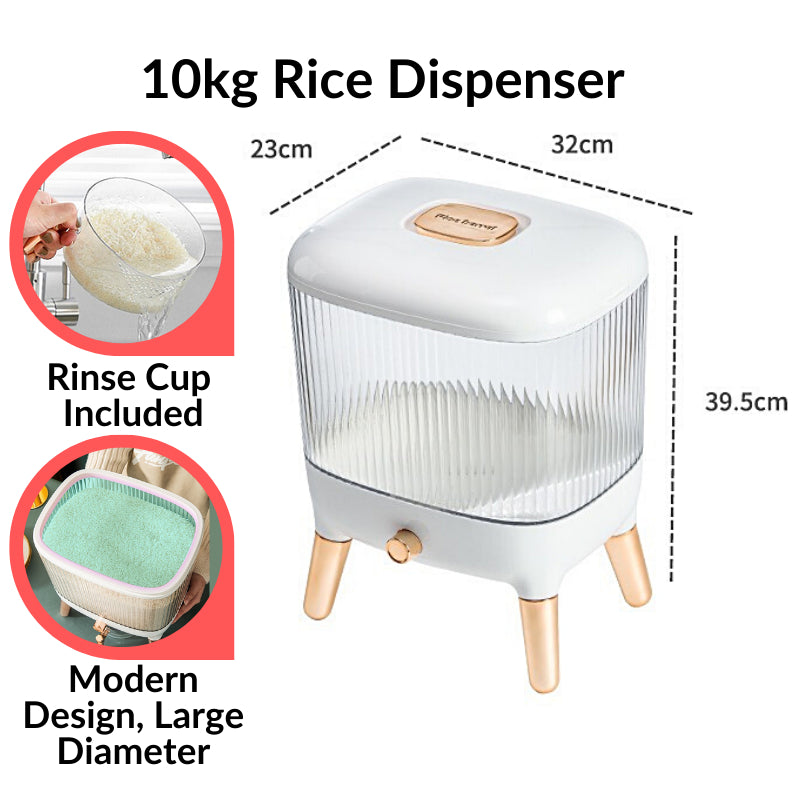 C&C Bekas Beras Kitchen Rice Storage Food Container Bekas Beras 10kg Rice Dispenser Tempat Beras Bucket Automatic