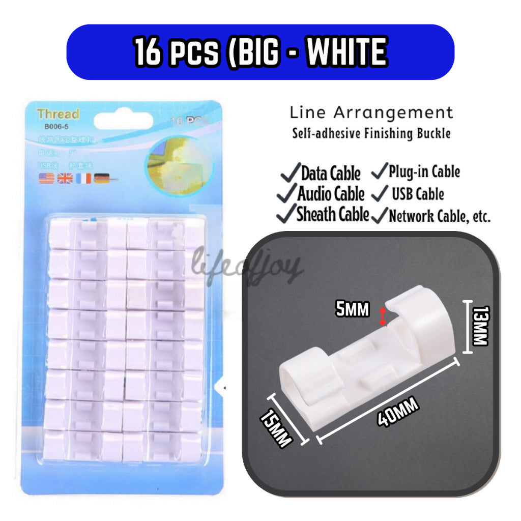 C&C 20 Pcs Wire Holder Wire Cable Clips Wire Cable Organizer Wall Adhesive Cord Organizer Pemegang Kabel Klip Wayar