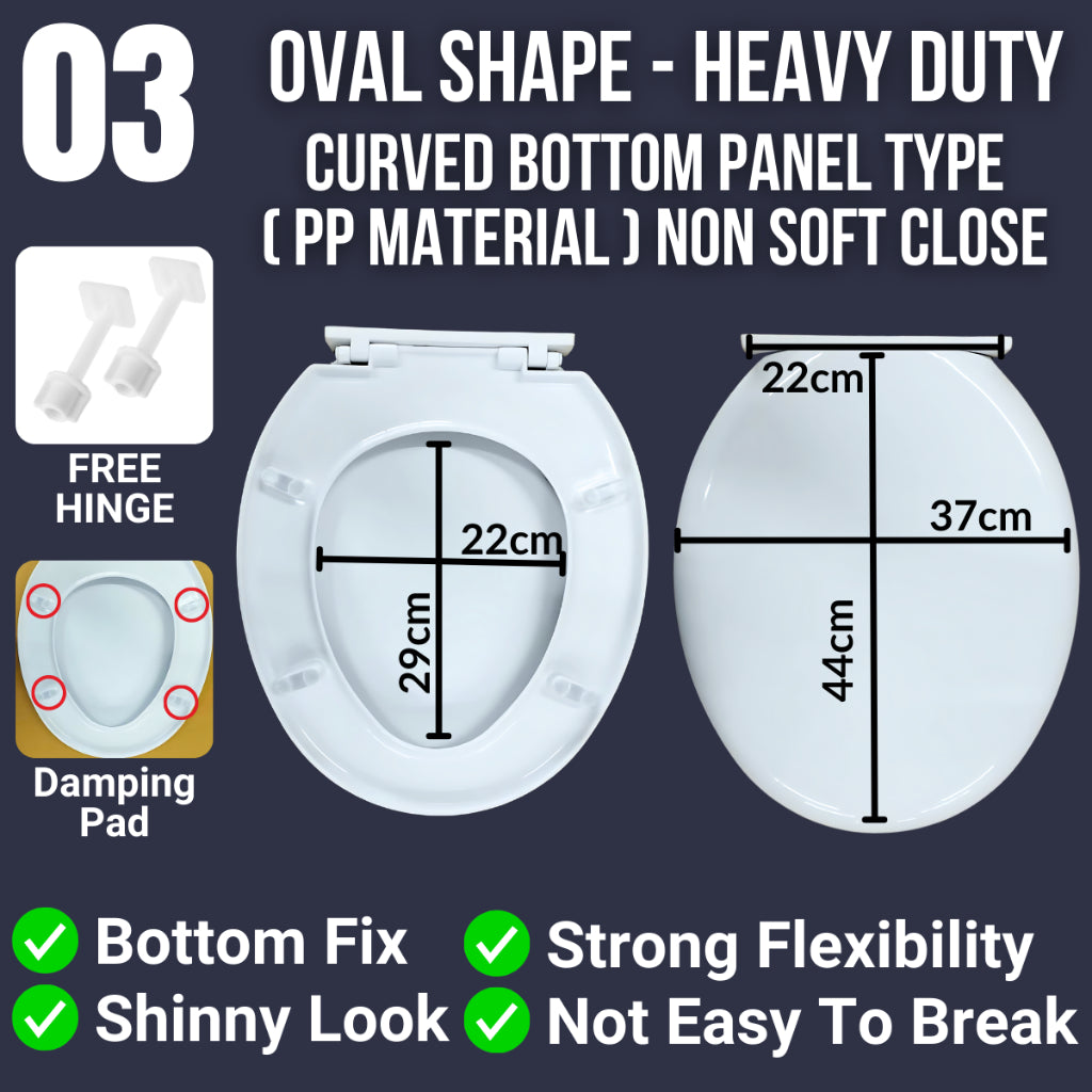 Heavy Duty Soft Close Toilet Seat Cover - O shape With Adjustable Hinge Penutup Mangkuk Tandas Johnson Zella Docasa 008S