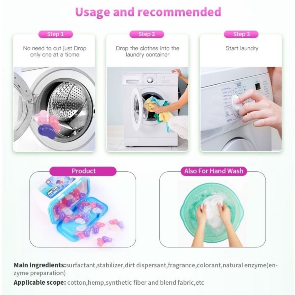 5 in 1 Sabun Basuh Baju Wangi Laundry Detergent Capsule Laundry Beads Pod Perfume Scent Washing Cleaner