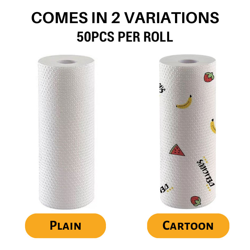 50pcs/Roll Cleaning Cloths Lazy Rags Dry Washable Disposable Dish Paper Towel Cloth for Kitchen