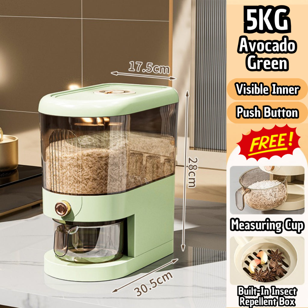 C&C Bekas Beras Kitchen Rice Storage Food Container Bekas Beras 10kg Rice Dispenser Tempat Beras Bucket Automatic