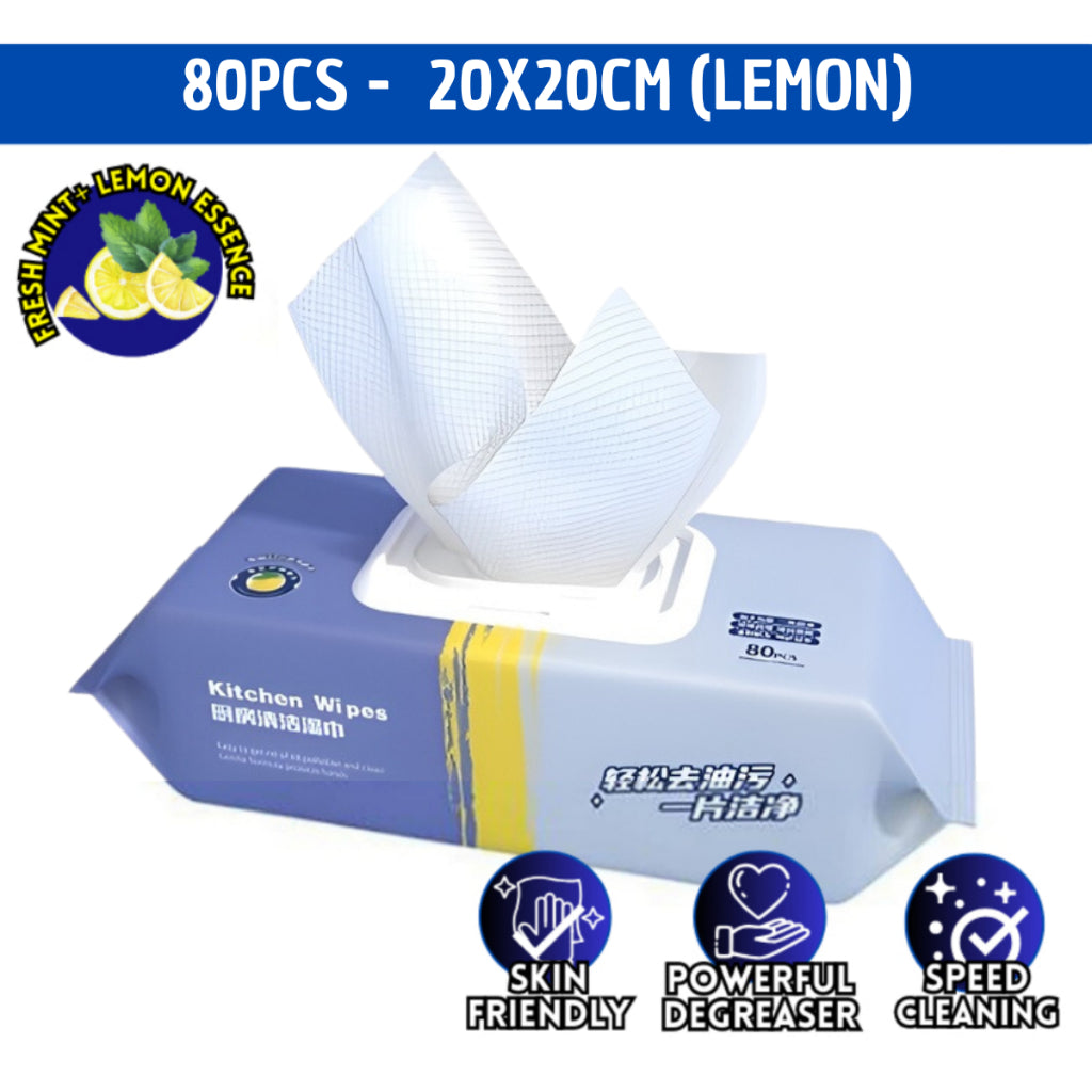 C&C 80pcs Kitchen Cleaning Wipes Strong Decontamination Kitchen Wipes Degreasing Tisu Dapur