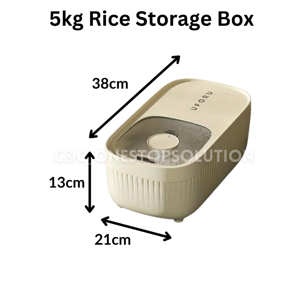 C&C Premium Nordic Style Rice Storage Box Food Container 5/10kg Capacity with Rinsing/Measuring Cup